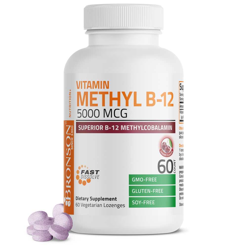 Bronson Vitamins Methyl B12 Fast Dissolve Sublingual - Cherry - 5,000 mcg 60 Lozenges