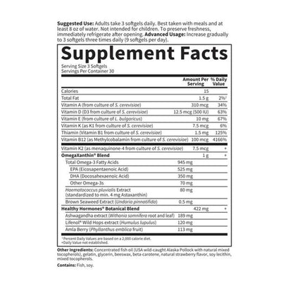 Garden of Life Oceans 3 Healthy Hormones Omega-3 with Omega Xanthin 90 Softgels