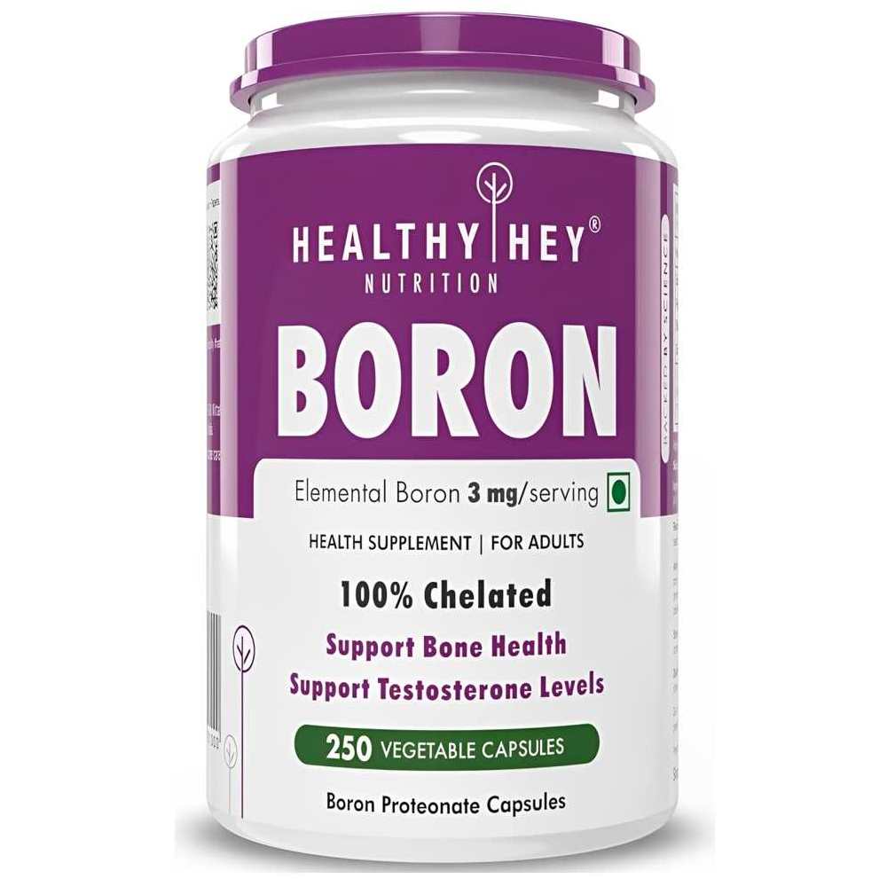 Healthy Hey Nutrition Boron Elemental 3mg – Bone Health & Testosterone Support, 250 Vegetable Capsules