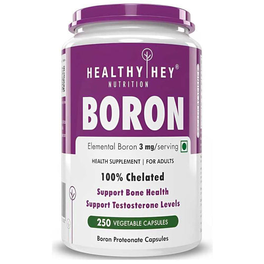 Healthy Hey Nutrition Boron Elemental 3mg – Bone Health & Testosterone Support, 250 Vegetable Capsules