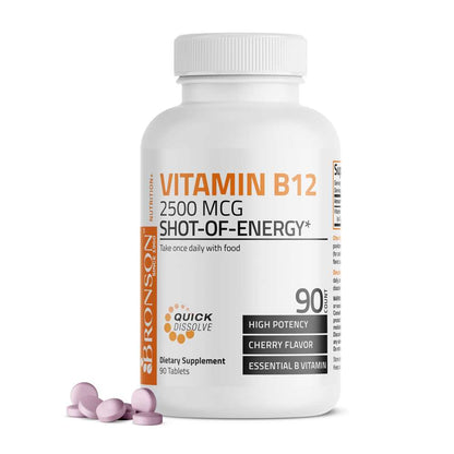 Bronson Vitamins Vitamin B12 Sublingual Quick Release - 2,500 Mcg - Cherry 90 Tabs
