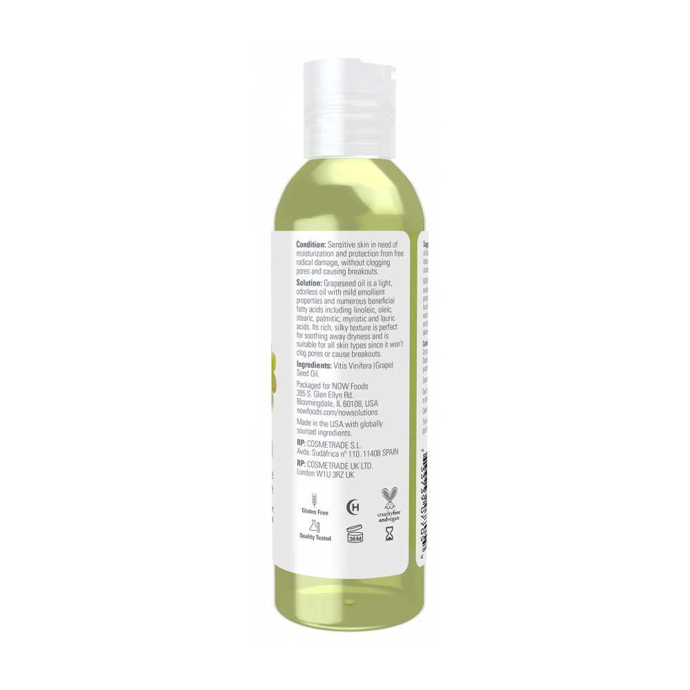 Now Foods Grapeseed Oil – 100% Pure & Light Texture – Multi-Purpose Skin & Hair Oil – 118 M L