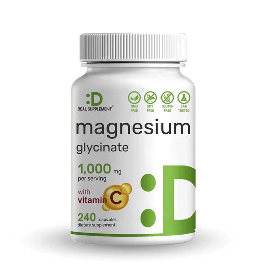Deal Supplement Magnesium Glycinate 1,000mg Plus Vitamin C, 240 Capsules