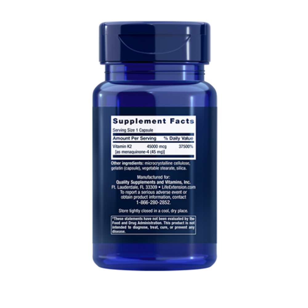 Life Extension Mega Vitamin K2 High Potency for Strong Bones 45000 Mcg (45 Mg), 30 Capsules