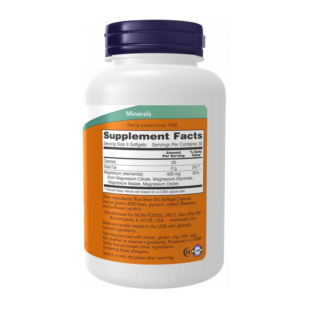 Now Foods Magnesium Citrate – High Absorption Formula with Glycinate & Malate – 90 Softgels
