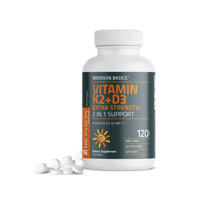 Bronson Vitamins Vitamin K2 Mk-7 Plus Vitamin D3 10,000 Iu Extra Strength 120 Tablets