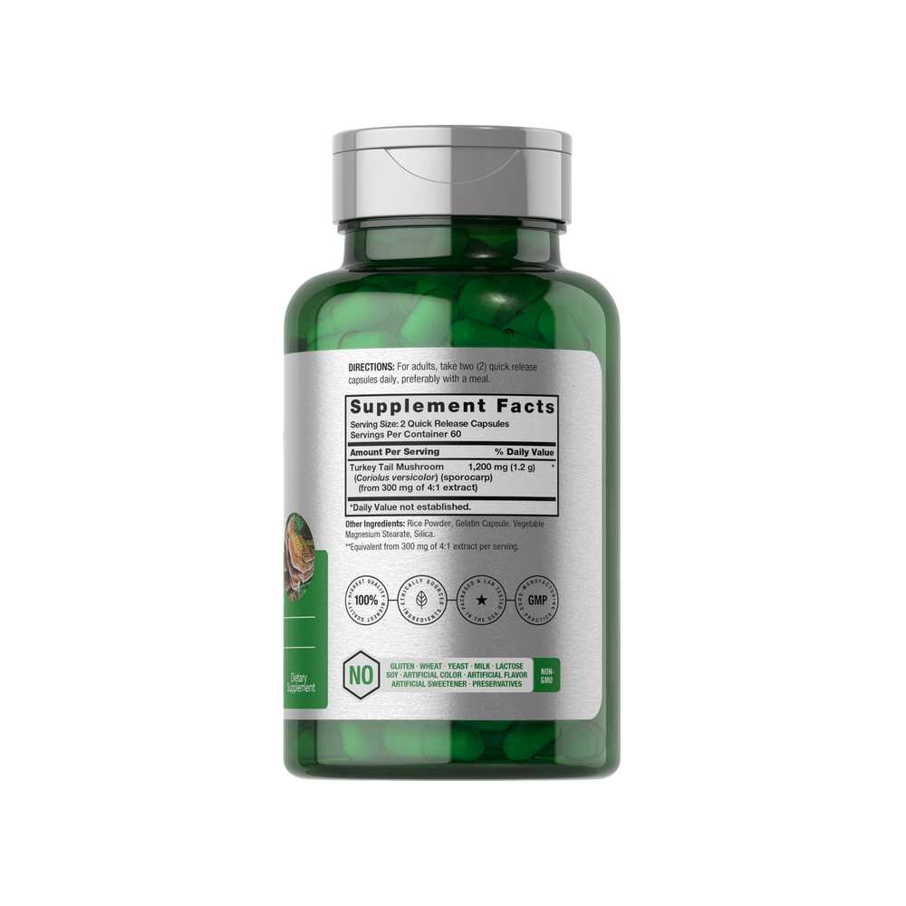 Horbäach Turkey Tail Mushroom 1200mg per Serving | 120 Capsules