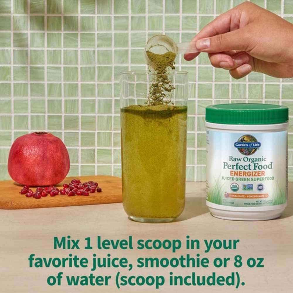 Garden of Life Raw Organic Perfect Food Energizer Yerba Mate Pomegranate 9.73oz (276g) Powder