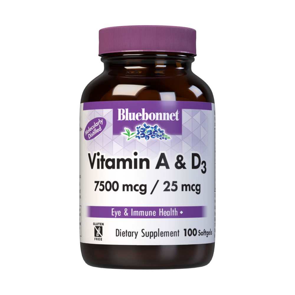 Bluebonnet Nutrition Vitamin a & D3 7500 Mcg / 25 Mcg 100 Softgels