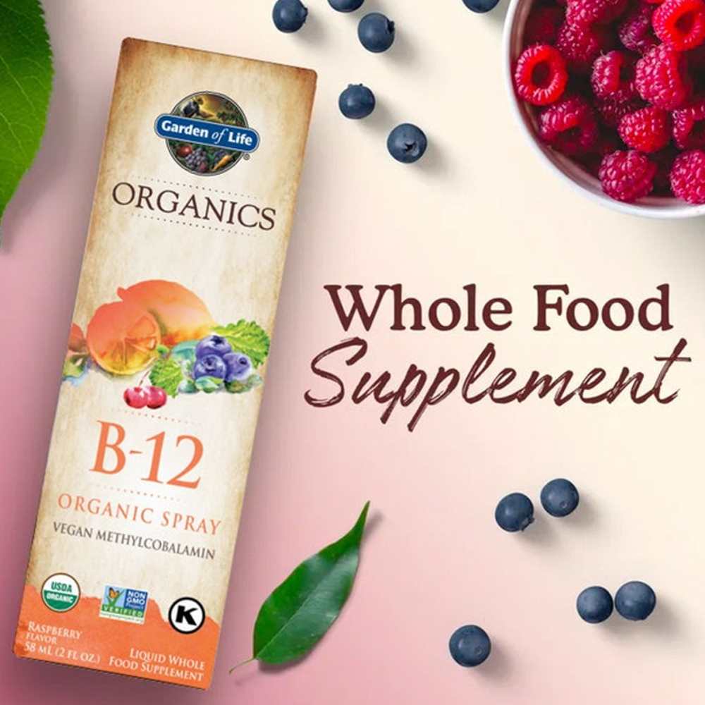 Garden of Life Organics B-12 Organic Spray Raspberry 2 Fl Oz (58ml) Liquid