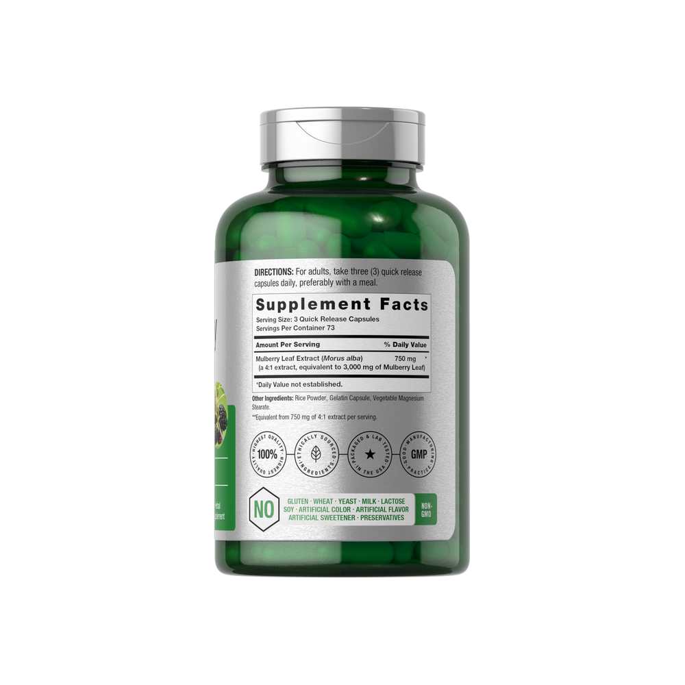 Horbäach Mulberry Leaf Extract 3000mg per Serving | 220 Capsules