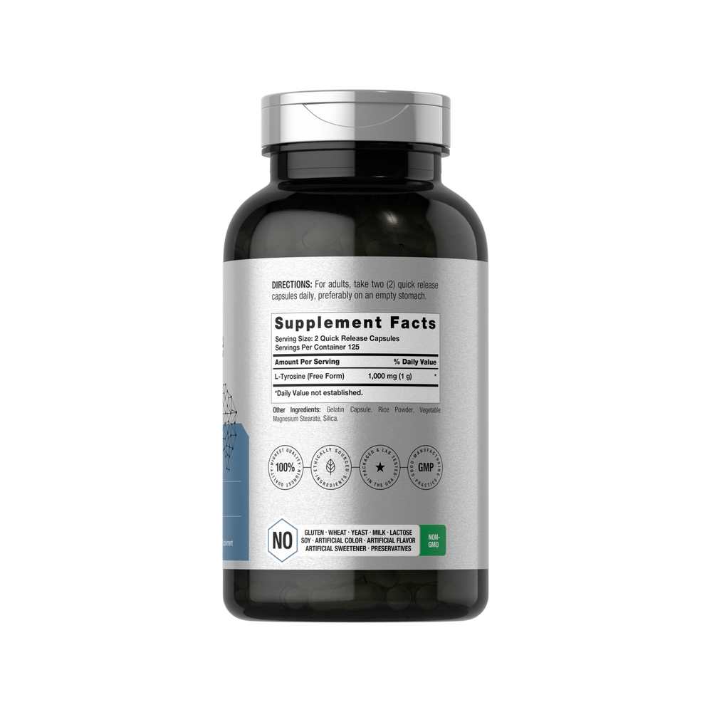 Horbäach L-Tyrosine 1000mg per Serving | 250 Capsules