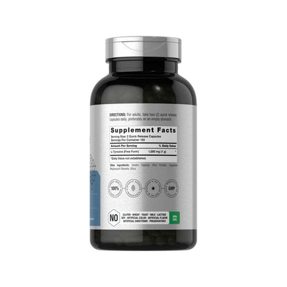 Horbäach L-Tyrosine 1000mg per Serving | 250 Capsules