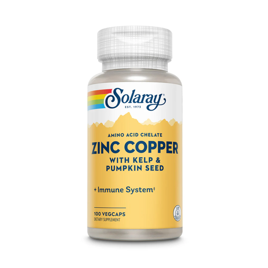 Zinc + Copper With Kelp And Pumpkin Seed By Solaray - Supports Immune Support