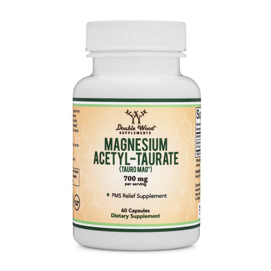 Double Wood Magnesium Acetyl-Taurate – Tauro Mag® Pms & Mood Support | 60 Capsules