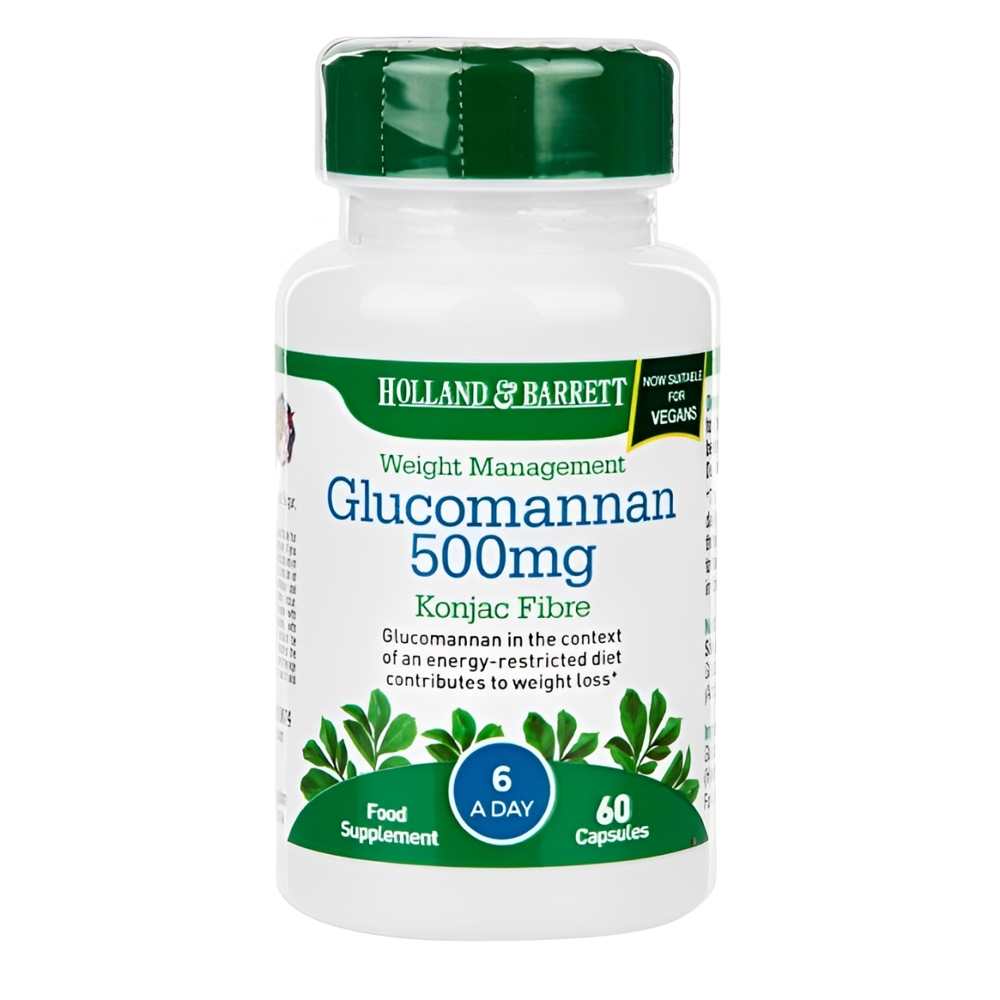 Holland & Barrett Glucomannan 500mg Capsules, Vegan, 60 Capsules