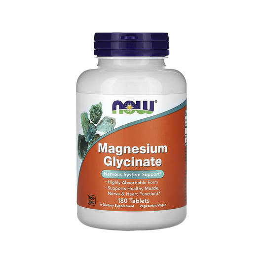 Magnesium Glycinate By Now - 180 Tablets Highly Absorbable Form