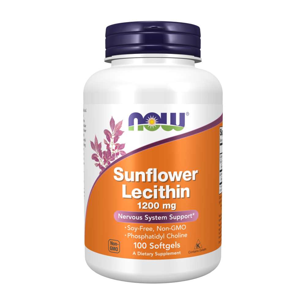 Now Foods Sunflower Lecithin 1200 Mg – Soy-Free Nervous System Support with Phosphatidyl Choline – 100 Softgels