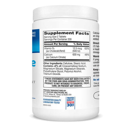 21st Century Calcium Citrate +d3 Maximum 400 Tabs
