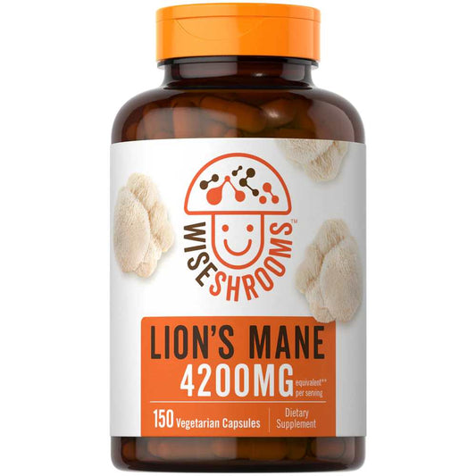 WISE SHROOMS Lions Mane 4200mg per serving | 150 Capsules