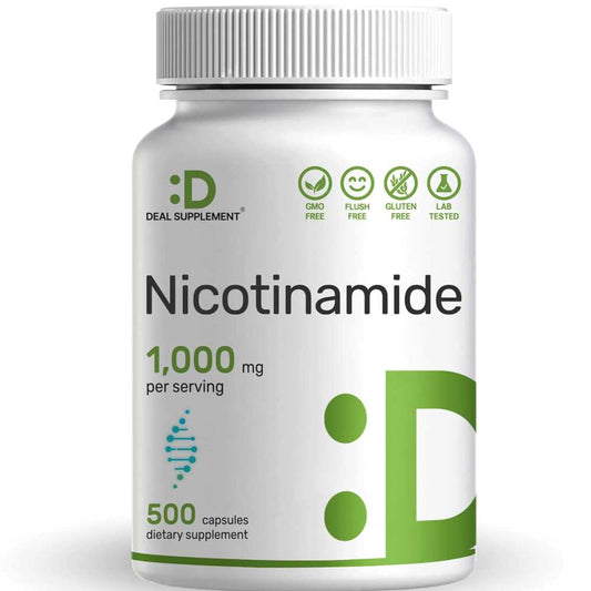 Deal Supplement Nicotinamide Vitamin B3 1,000mg Per Serving, 500 Capsules