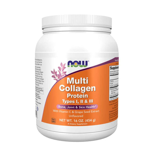 Now Foods Multi Collagen Protein – Types I, Ii & Iii with Vitamin C & Grape Seed – Bone, Joint & Skin Health – Unflavored – 16 Oz (454 G)