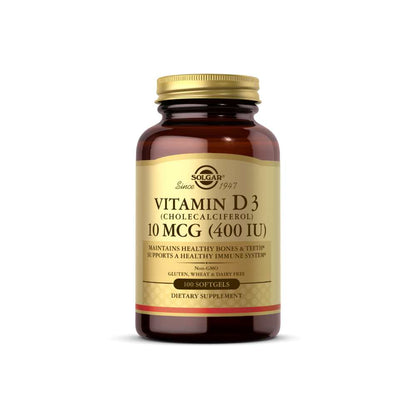 Solgar Vitamin D3 (cholecalciferol) 10 Mcg (400 Iu) 100 Softgels