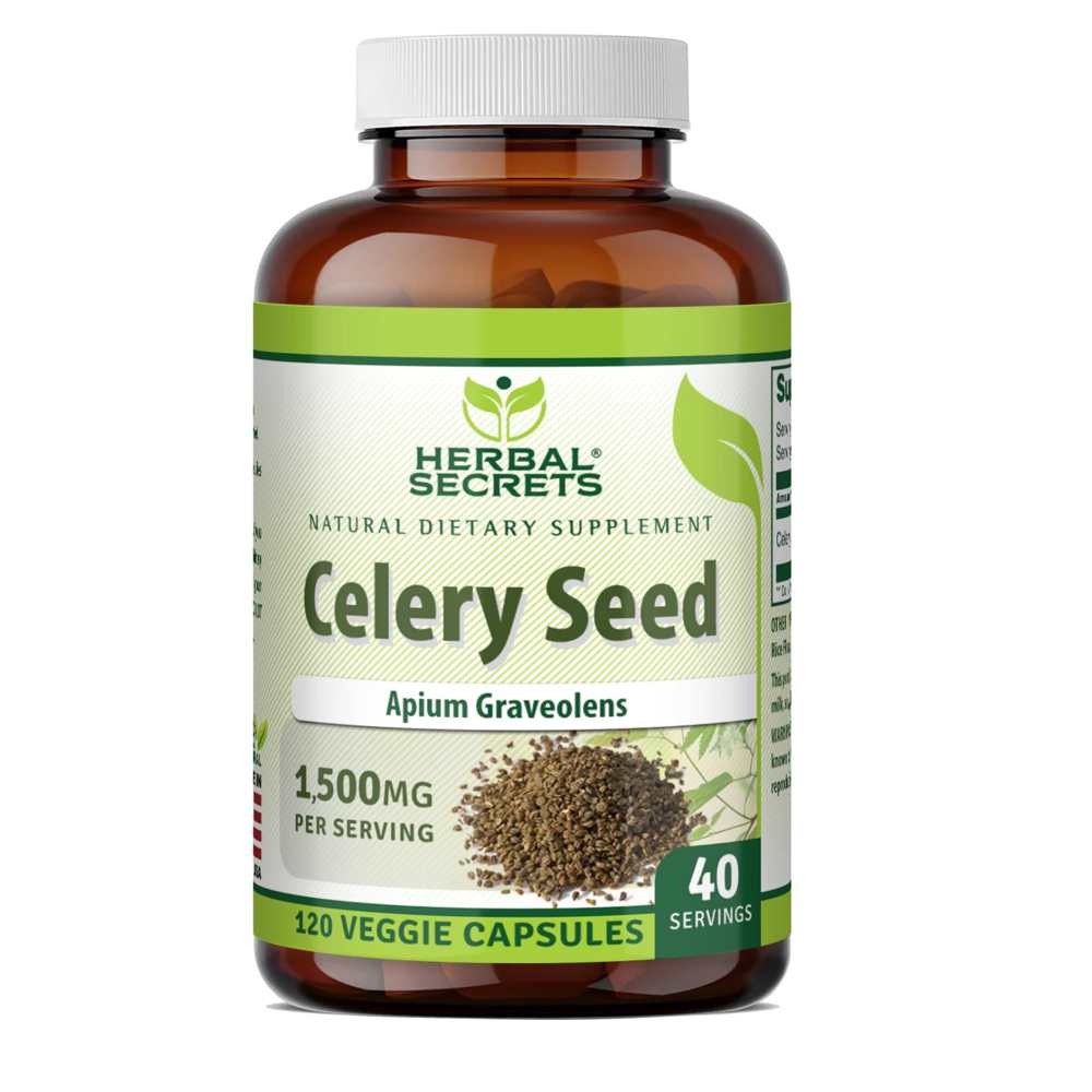 Herbal Secrets Celery Seed (apium Graveolens) 1500 Mg per Serving 120 Veggie Capsules