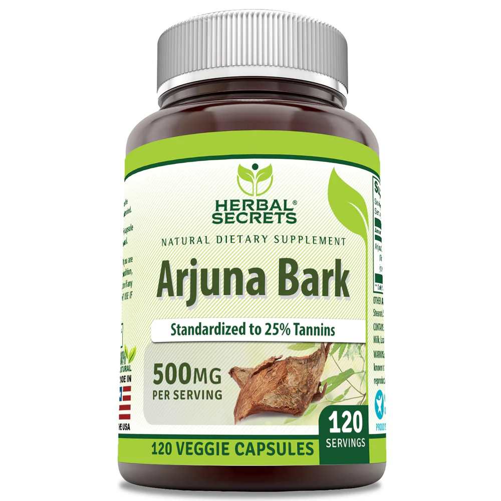 Herbal Secrets Arjuna Bark 500 Mg 120 Veggie Capsules