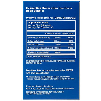 PregPrep Male FertilPrep — Sperm Health, Motility, Morphology & Concentration (120 Capsules)
