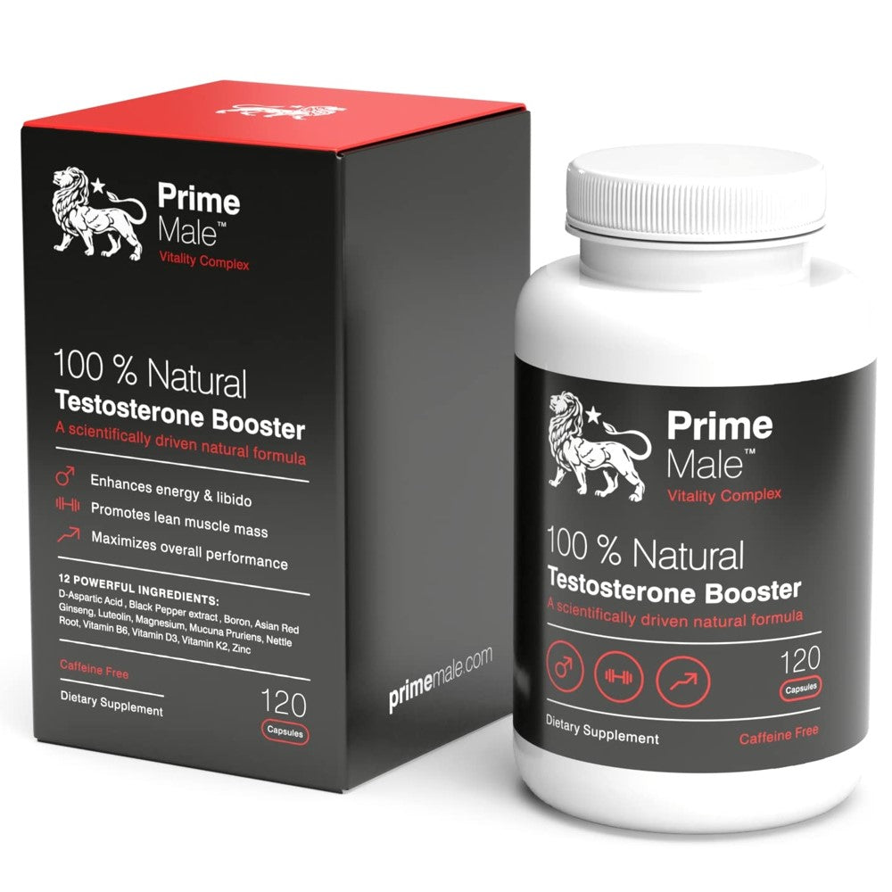 Prime Male™ Vitality Complex - 100% Natural Testosterone Booster for Energy, Libido & Lean Muscle - 120 Capsules