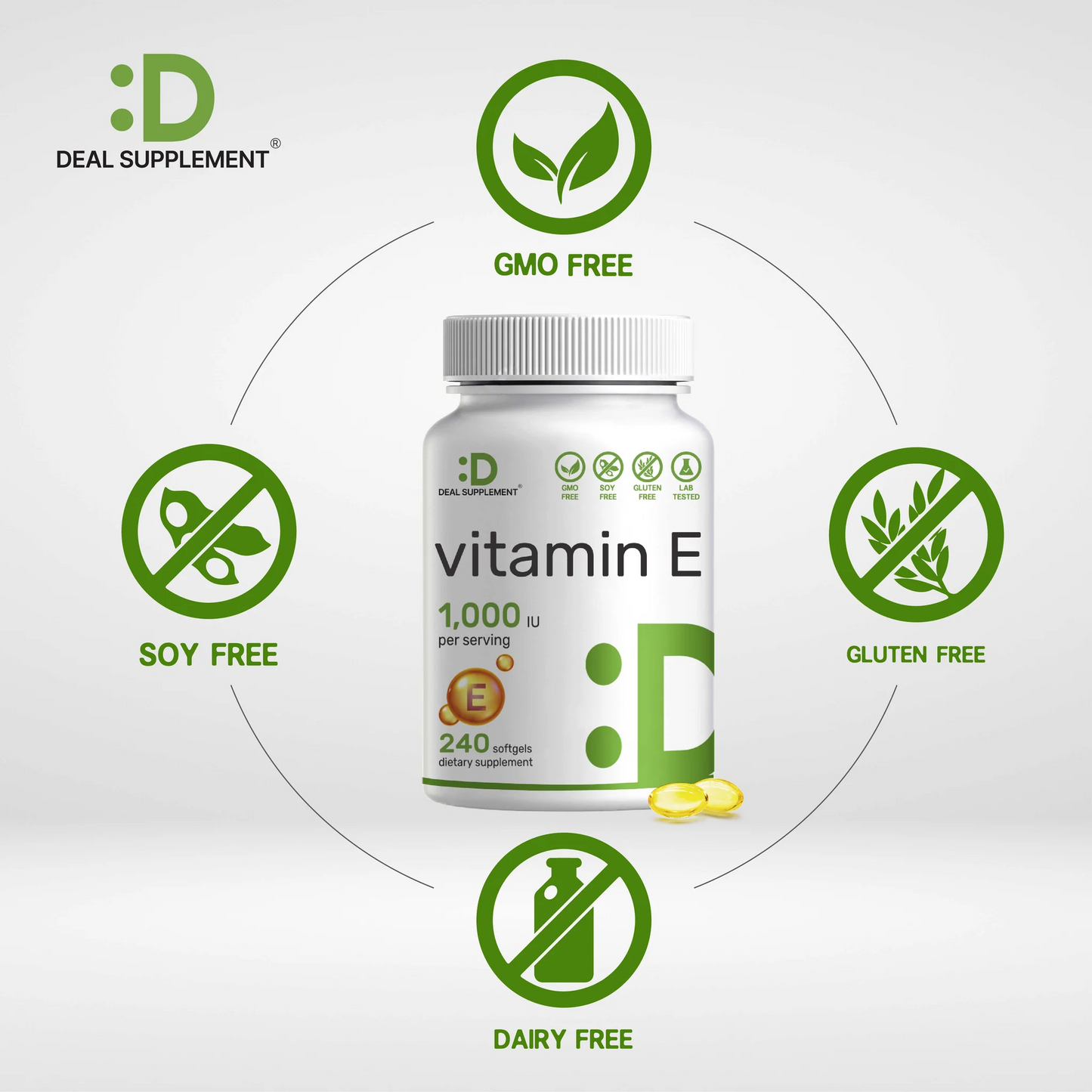 Deal Supplement Vitamin E , 1,000 IU Per Serving, 240 Softgels