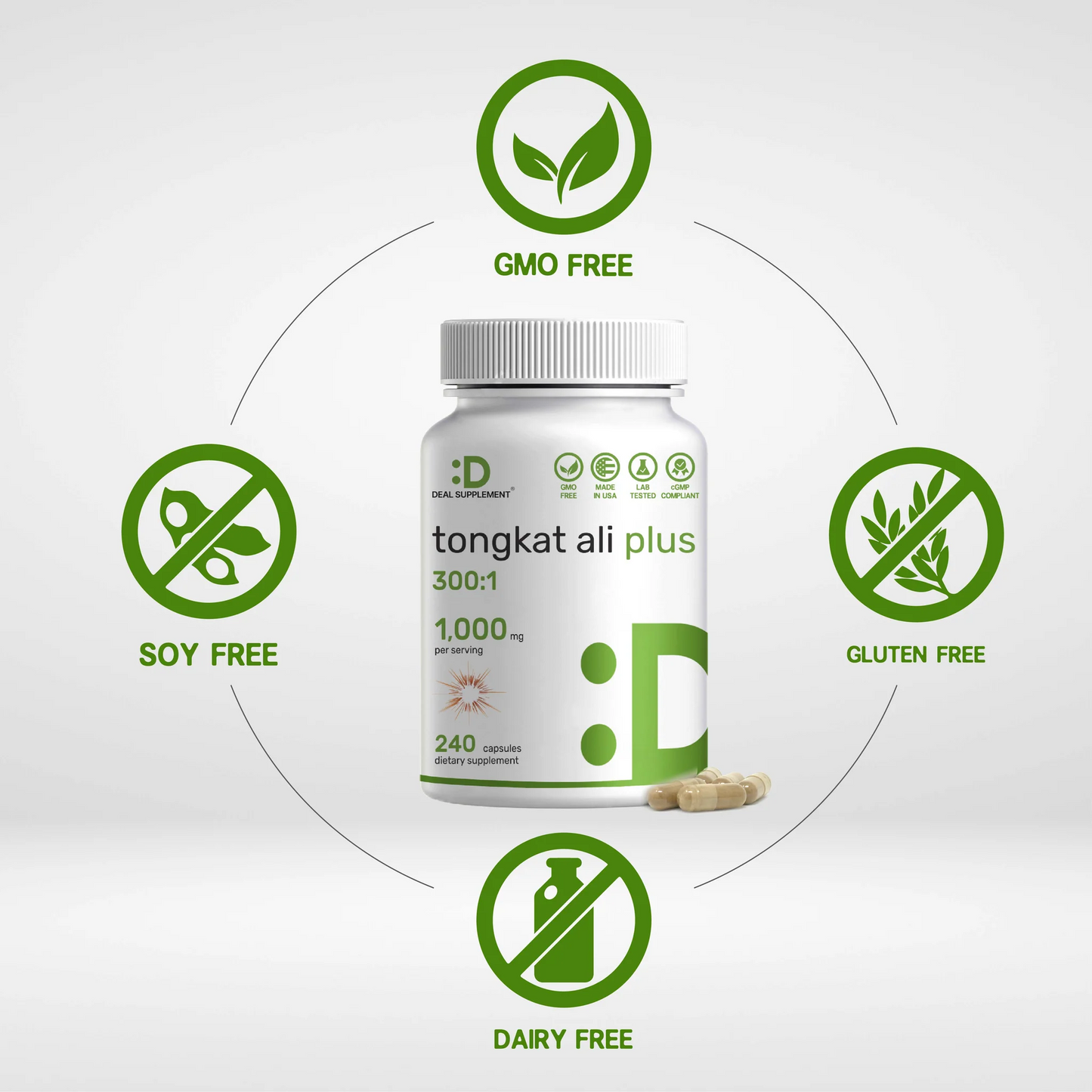 Deal Supplement Tongkat Ali 1100mg Per Serving, 240 Capsules
