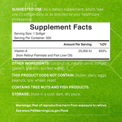 Deal Supplement High Potency Vitamin A 25000 IU, 500 Coconut Oil Softgels