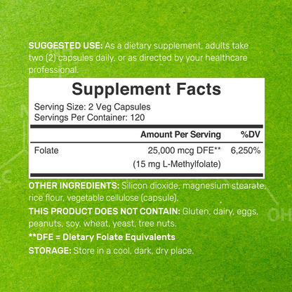 Deal Supplement L Methylfolate 15mg Per Serving, 240 Veggie Capsules