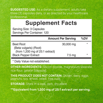 Deal Supplement Beet Root Capsules 30000mg Per Serving, 360 Counts