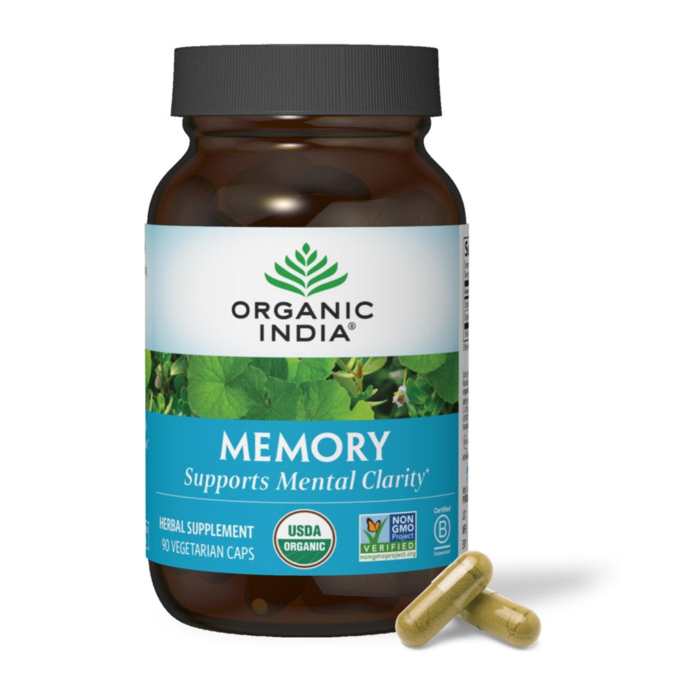 ORGANIC INDIA Memory – Mental Clarity & Cognitive Support | 90 Vegetarian Capsules, USDA Organic