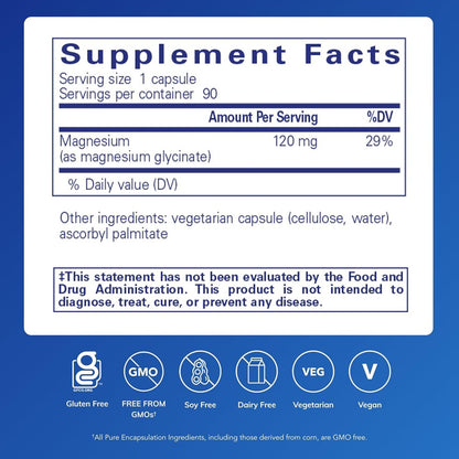 Pure Encapsulations Magnesium Glycinate - Muscle & Sleep Support