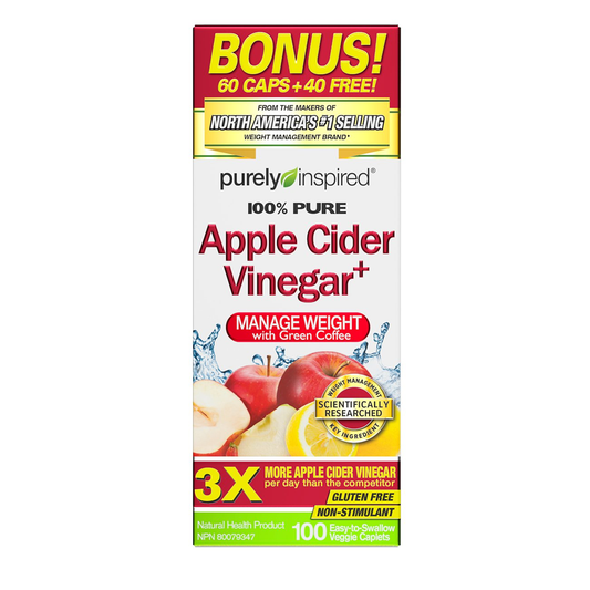 Purely Inspired 100% Pure Apple Cider Vinegar+ – 100 Capsules | Weight Management & Digestive Support