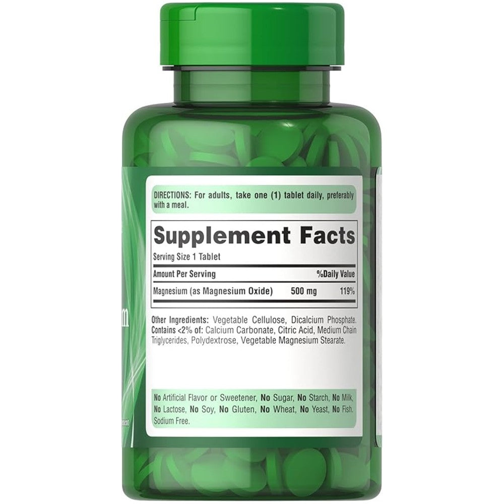 Puritan's Pride High Potency Magnesium 500mg – 100 Tablets