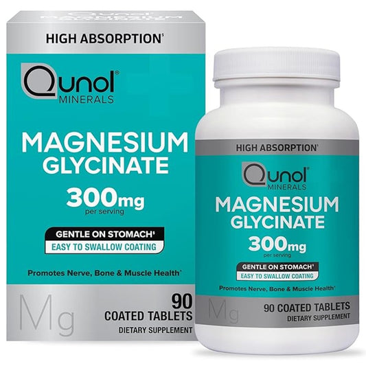 Qunol Magnesium Glycinate 300mg – Nerve & Muscle Support, 90 Tablets