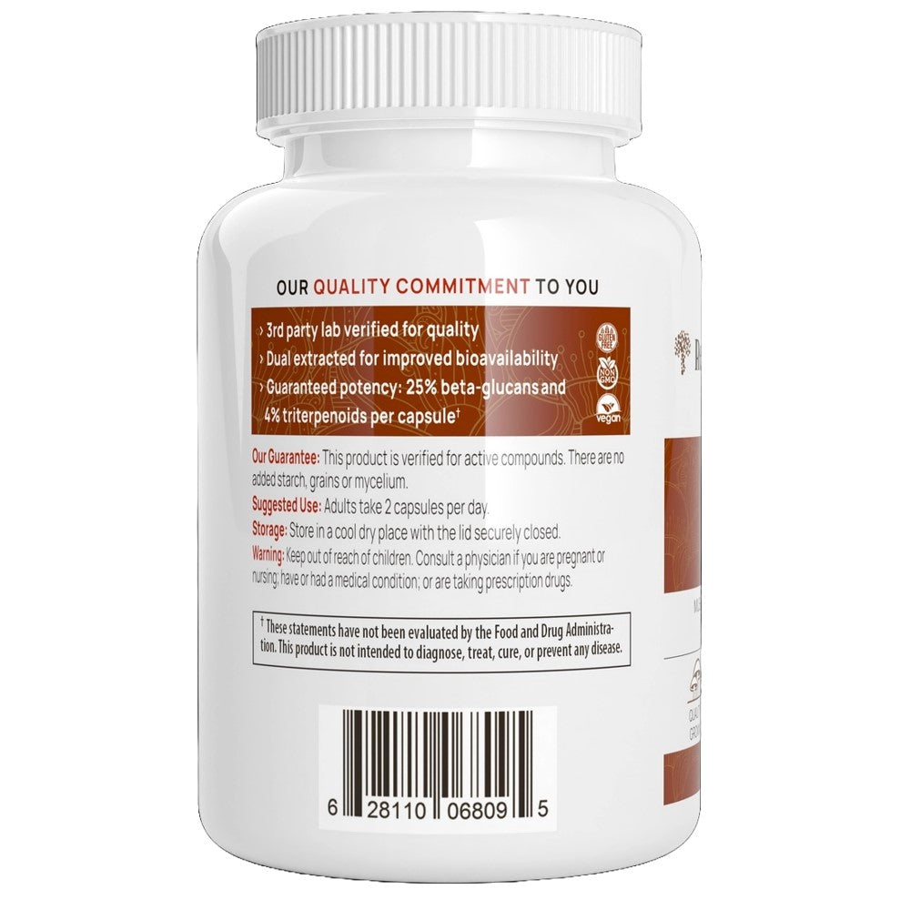 Real Mushrooms Reishi Longevity+ Mushroom Extract Capsules – 90 Capsules | Quality Grown & Verified for Active Compounds