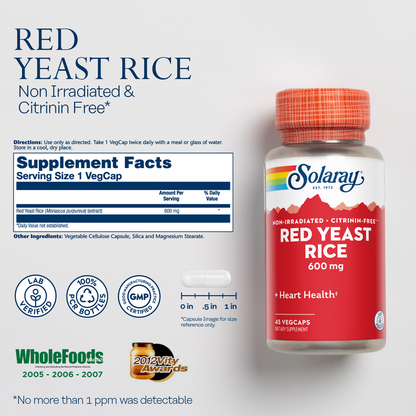 Solaray Red Yeast Rice 600mg 45 Caps