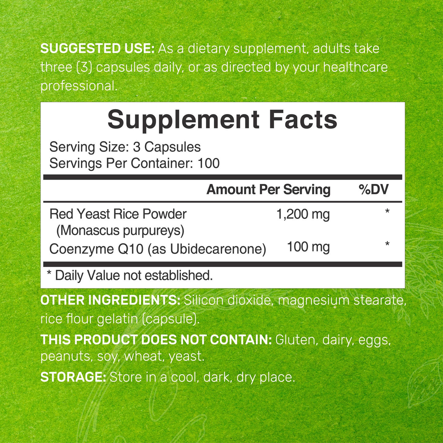 Deal Supplement Red Yeast Rice 1,200mg Per Serving with CoQ10, 300 Capsules