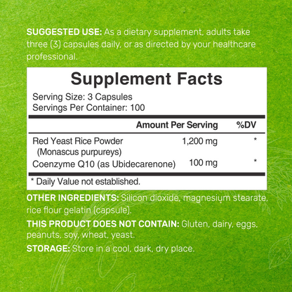 Deal Supplement Red Yeast Rice 1,200mg Per Serving with CoQ10, 300 Capsules