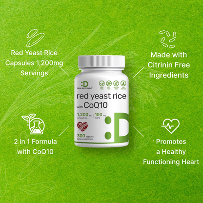 Deal Supplement Red Yeast Rice 1,200mg Per Serving with CoQ10, 300 Capsules