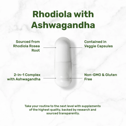 Deal Supplement Rhodiola Rosea with Ashwagandha, 240 Vegetarian Capsules