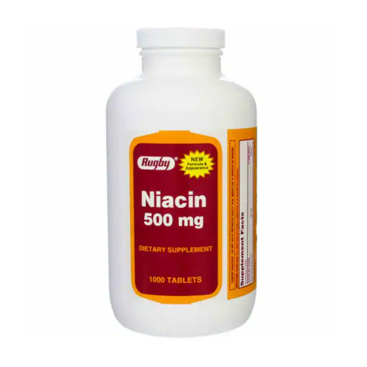 Rugby Niacin 500mg – High-Potency Dietary Supplement | 1000 Tablets
