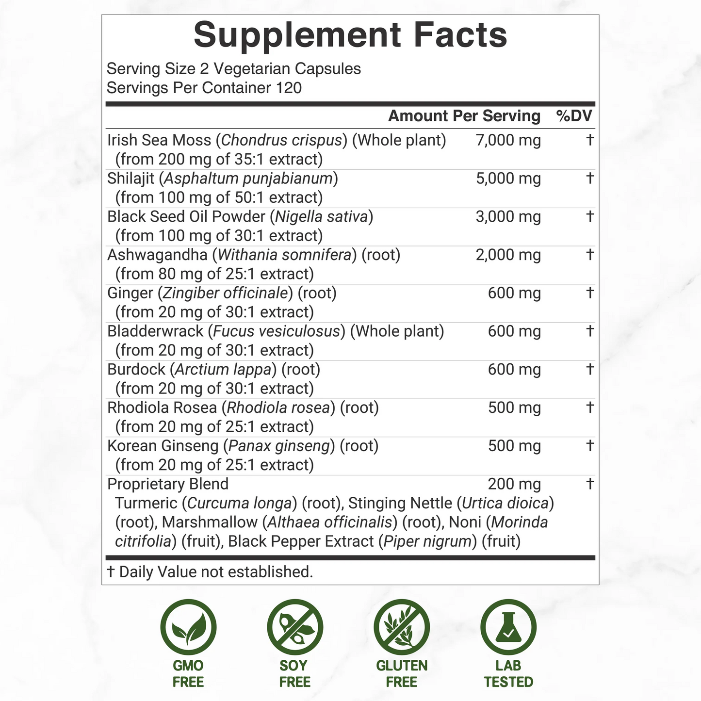 Deal Supplement Irish Sea Moss 7,000mg Per Serving, 240 Veggie Capsules