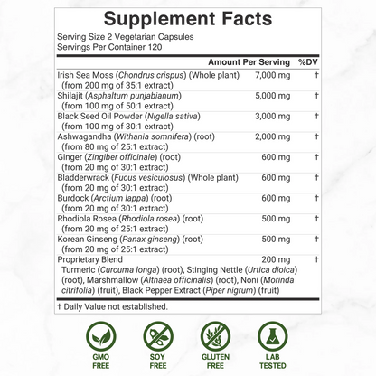 Deal Supplement Irish Sea Moss 7,000mg Per Serving, 240 Veggie Capsules